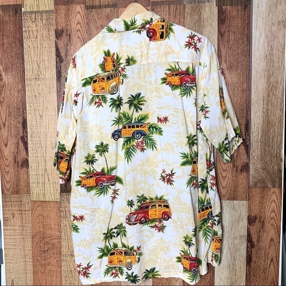 Hilo Hattie Hawaiian Shirt Woodie Car & Palm Tree Print – Size Large - Picture 7 of 9